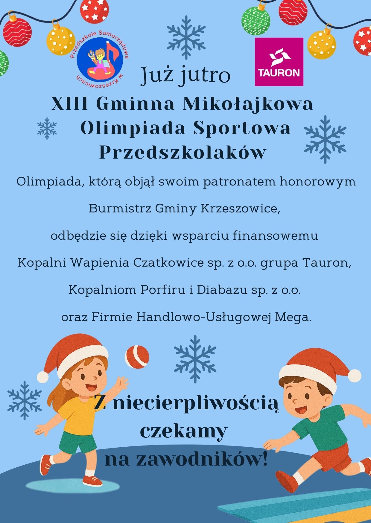 XIII Gminna Mikołajkowa Olimpiada Sportowa zaproszenie
