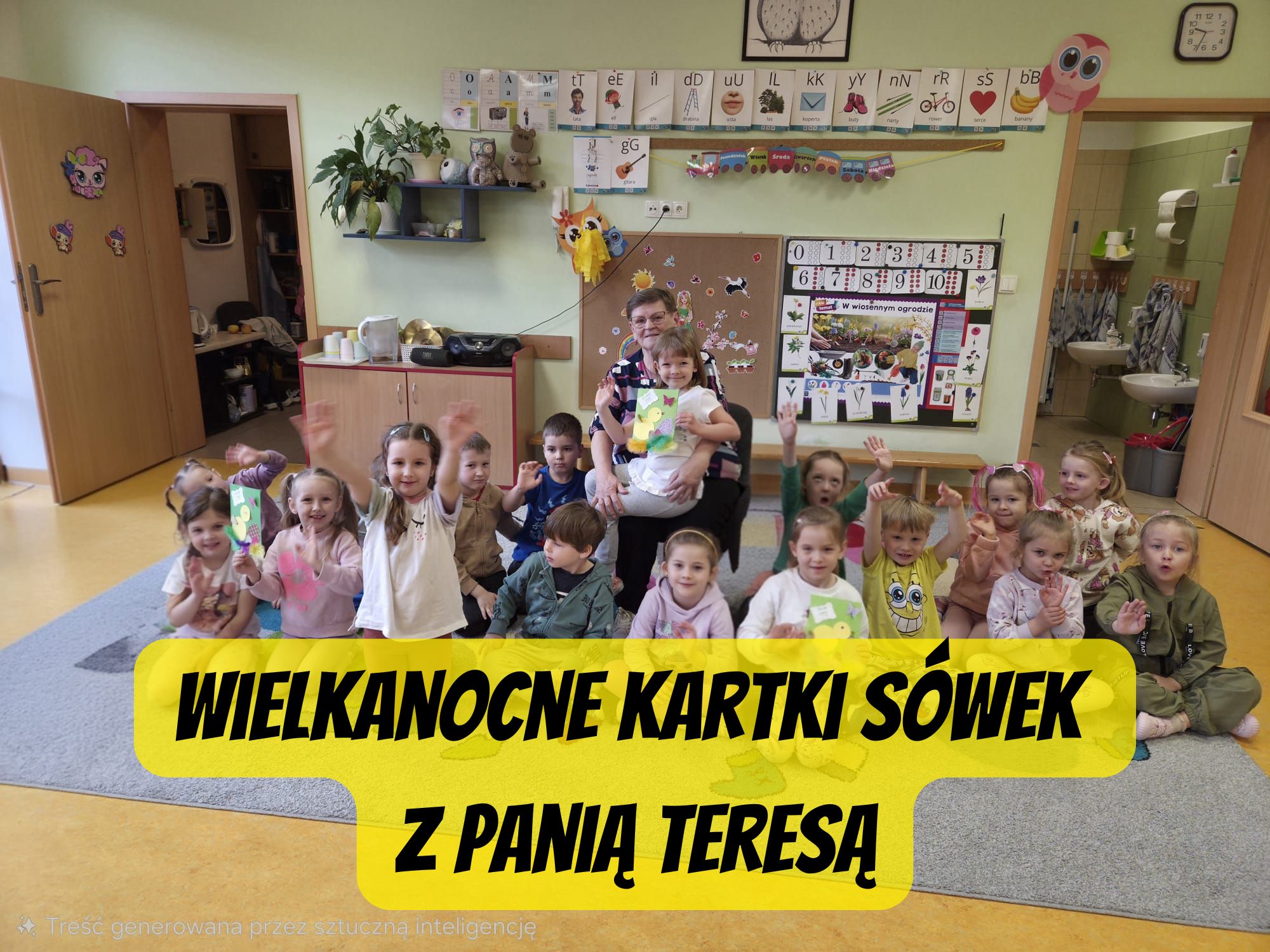 Wielkanocne kartki Sówek z Panią Teresą